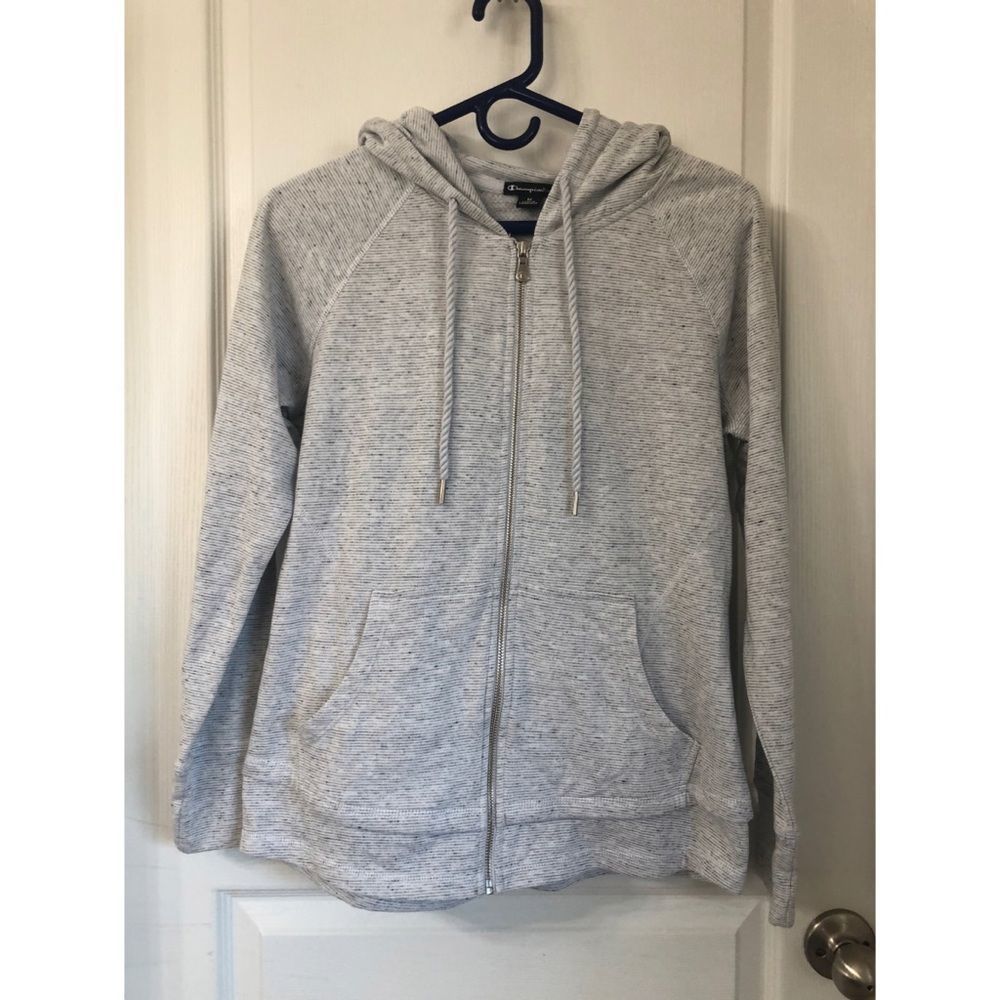 Champion Light Gray Stripped Hoodie